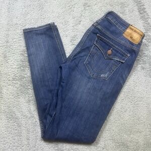 True Religion Halle Mid Rise Super Skinny Jeans Size‎ 28 (29x29) Dark Blue Wash